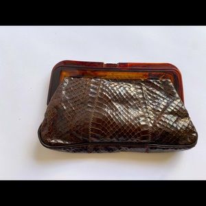 faux snake skin clutch